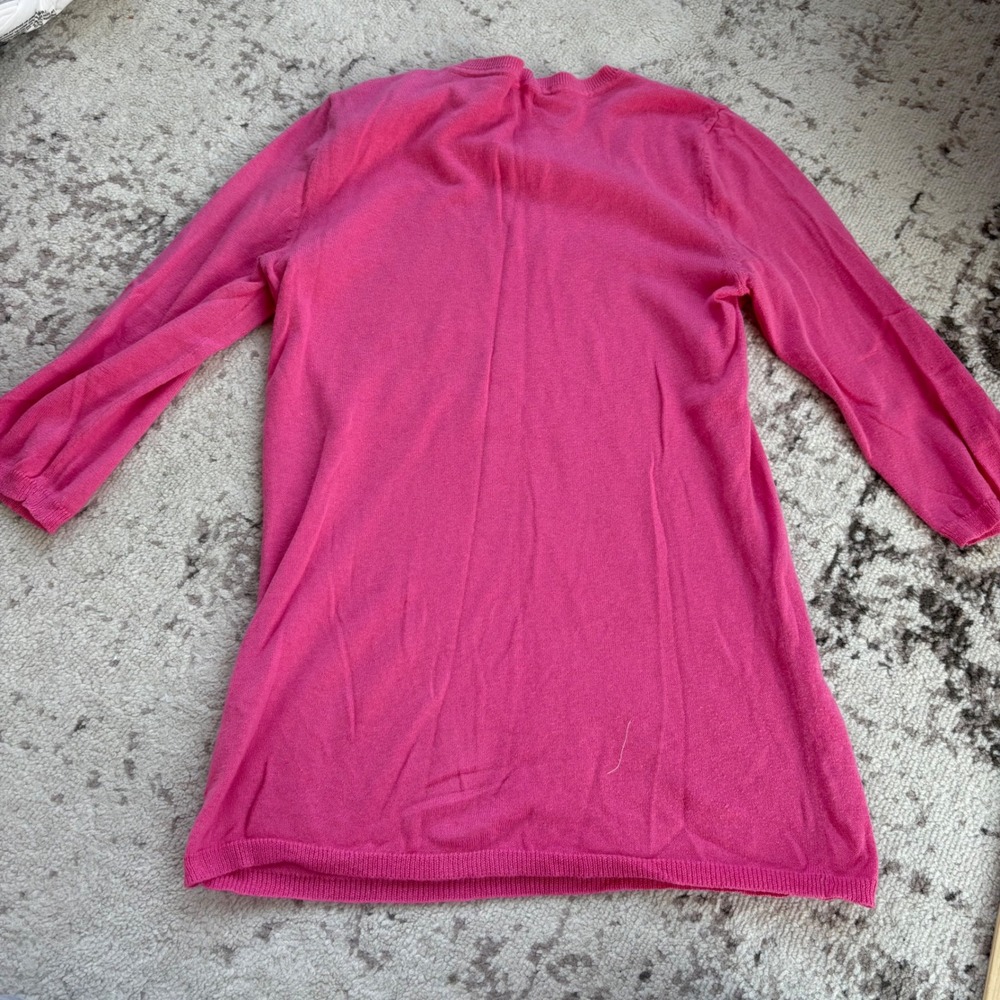 GAP Pink Cotton Cashmere Blend Button Shoulder 3/4 Sleeve Sweater Womens Medium - Picture 4 of 5
